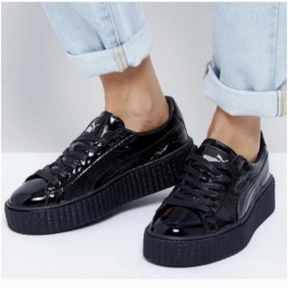 Puma Fenty Rihanna black creeper in black patent leather. Size 9 NEW